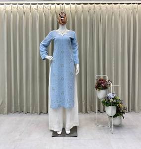 CONJUNTO TENDENCIA KURTA PLAZZO CON BORDADO E HILO LAMINAL TRABAJO - Product Image 2