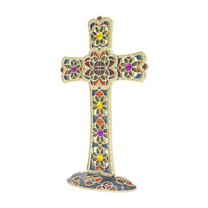 Adorno de Cruz de Aleación de Zinc con Acabado Bronce Antiguo de Alta Calidad, Diseño Religioso Cristiano Católico con Patrón Floral, Personalizable, Decoración para el Hogar - Product Image 3