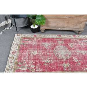 Vintage turco bohemio rojo beige alfombra 3,5X6,1 pies Patchwork lana látex área grande rectángulo pasillo mesita de noche alfombras habitación alfombra - Product Image 3