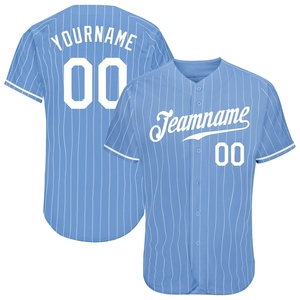 Vente en gros directe OMMIZ INDUSTRY Maillot de baseball authentique personnalisé bleu clair à rayures blanches - Product Image 1