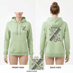 Sweat à capuche unisexe pour barbier, 350 GSM, en molleton de coton et polyester, vert, avec logo brodé personnalisé, qualité supérieure - Product Image 4