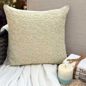 Ivory Cotton <b>Linen</b> Beaded Sea Creature Pattern Throw Pillow CoverBeach Style <b>Cushion</b> <b>Cover</b> Square Pillowcase Ivory Dreams - Product Image 4