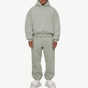 Baggy Heavy 600 Gsm 100% algodón recortado Sudadera con capucha hombres con botón personalizado liso Unisex peso pesado francés Terry sudaderas con capucha de gran tamaño - Product Image 2