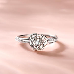 Anillo de Plata de Ley con Diamante de Corte Redondo en Forma de Rosa Jeulia - Product Image 5