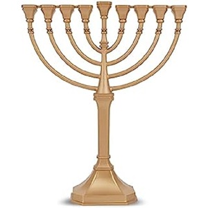 Menorah Hanukkah Candle Holder Brass Antique Finished Metal Aluminium 9 Menorah Candle Holder <b>Decorative</b> - Product Image 2