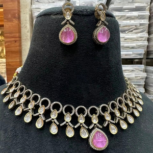 Bijoux indiens plaqué or Designer Polki collier ensemble avec boucles d'oreilles bijoux de mariée pour mariage et fête célébration - Product Image 1
