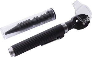 Mini <b>Otoscope</b> LED Light Black Fiber Optic Manual Power Source ENT Diagnostic Carry Case 10 Ear Funnels Medical Students Doctors - Product Image 4