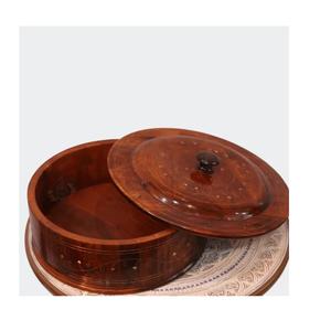 Casserole en bois haut de gamme lave-vaisselle couvercle étanche en bois marmite marron poli forme ronde serveur de plat en bois personnalisé - Product Image 4