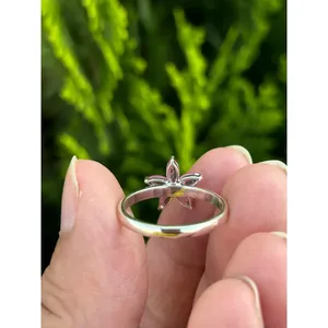 Bague florale en saphir rose, argent sterling 925, bague en pierres précieuses à fleurs faite à la main, fournisseur de bijoux en gros - Product Image 5