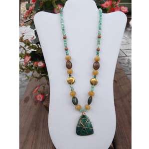 Conjunto de Collar Largo y Pendientes de Resina Vintage Hechos a Mano, Ecológicos, con Cuentas de Hilo de Semillas de Ángel, Joyería de Moda para Mujer, para Bodas y Uso Diario - Product Image 4