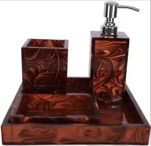 Ensemble de salle de bain de luxe de haute qualité en résine carrée, imperméable et écologique, lavabo de bureau, distributeur de savon pour salle de bain - Product Image 3