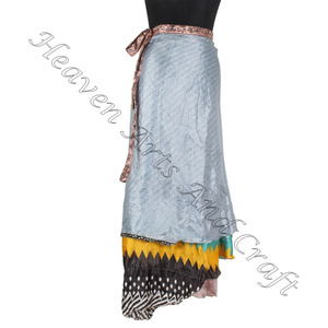 Wholesale Lot Bohemian Indian Wrap Around Skirts 2 Layer Reversible <b>Magic</b> Silk Saris Wrap Long Skirt Vintage <b>Beach</b> Wear Wrap - Product Image 6