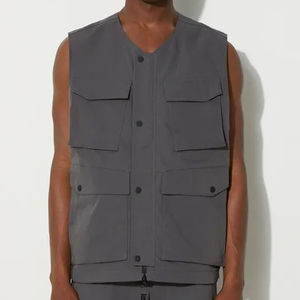 Chaleco informal para hombre al aire libre de dos lados, cómodo tejido de algodón, práctico chaleco de pesca con múltiples bolsillos - Product Image 1