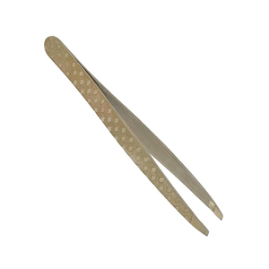 Pinces à épiler pour sourcils avec pointe inclinée, en acier métallique recouvert de papier personnalisé, pour l'épilation des sourcils - Product Image 1