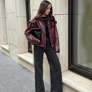 Chaqueta roja de cuero para motocicleta Street Fashion 2025 Otoño e Invierno nuevo abrigo para mujer - Product Image 2