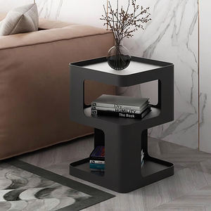 Table d'appoint moderne en métal noir, table de chevet sans assemblage avec rangement pour chambre, salon et entrée, élégante et durable - Product Image 3