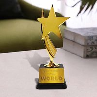 Trofeo de Metal y Plástico con Estrella Plateada Victory, Impresión UV para Premios de Competición de Tenis de Mesa, Grabado de Logotipo Personalizado, Portátil