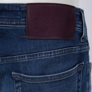 Haute qualité hommes élastique régulier droit jean Baggy affaires lavé couleur unie haute rue mode décontracté 100% coton - Product Image 2