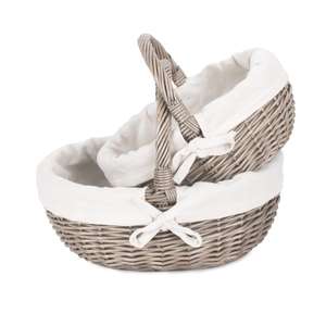 Antique <b>Wash</b> Wicker Bathroom Shopping <b>Basket</b> Lined for Durability and Style - Product Image 3