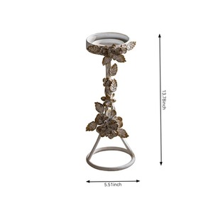 Porte-bougie en bois et en métal, design floral avec support à poignée blanche, pour la décoration de la maison, présentoir de table, organisation de fête, en provenance d'Inde - Product Image 5