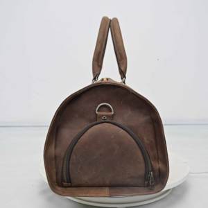 Bolsa de Viaje de Cuero Genuino para Hombre, Forro de Algodón, Gran Capacidad, Acabado Crazy Horse, Cierre de Cremallera - Product Image 4