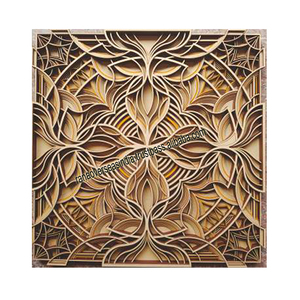 Modern Mandala Design Engineering Wood Multi-Functional <b>Spring</b> Square Scenic Pattern Engraved Customized Logo Modern Art Wall - Product Image 6