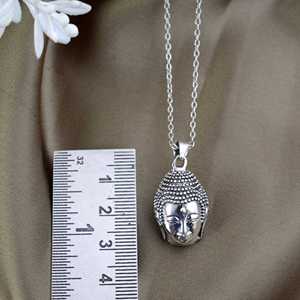 Collier pendentif tête de bouddha Shakyamuni à la mode coupe ovale en acier inoxydable tridimensionnel pour les mariages bouddhisme religieux - Product Image 4