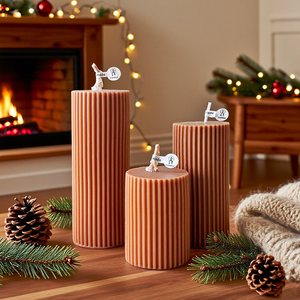 Bougies parfumées pilier côtelé faites à la main cire de soja Style nordique décoration écologique cadeau pour Thanksgiving Diwali Noël - Product Image 3