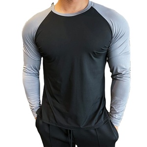 Running Gym <b>Men</b> T Shirt <b>Long</b> Sleeve Loose Tops Tees elastic Sports Fitness Autumn Slim Fit breathable Basketball training jersey - Product Image 1
