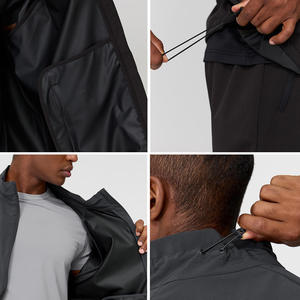 Conjunto cortavientos de dos piezas corto negro de nailon unisex para niña, conjunto corto de Chaqueta corta de dos piezas de nailon informal personalizado - Product Image 4