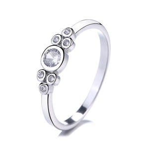 Anello in Argento Sterling con Cristallo Rotondo - Product Image 2