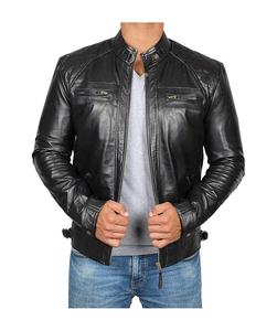 Best Quality Custom Original Sheep Skin Leather Jacket Classic Brown Canvas Men's Winter - Product Image 4