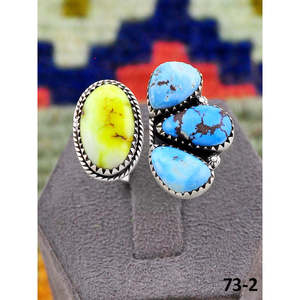 Southwest Handmade <b>Adjustable</b> <b>Ring</b> with Palomino Golden Hills & Sterling Silver Turquoise Bezel Setting for Gift - Product Image 1