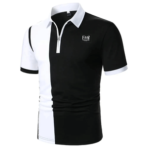 Camisetas de polo transpirables personalizables para hombre, ropa de verano de secado rápido con media cremallera, colores sólidos 100% algodón - Product Image 2