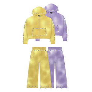 Wholesale Women's Casual Style Winter <b>Tracksuit</b> Set Breathable Solid Printed 100% Polyester Heavyweight Elastic Waist Hooded 2 1 - Product Image 3