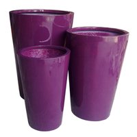 Lot de 3 pots de fleurs en fibre de verre légers, durables et écologiques, forme moderne, faible MOQ, gain de place, pour la décoration de la maison et du jardin