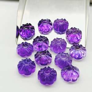 งานแกะสลักดอกไม้จากอเมทิสต์ธรรมชาติ 100% ขนาด 12 มม. จี้พลอยรูปดอกไม้ทำมือสำหรับเครื่องประดับ - Product Image 2