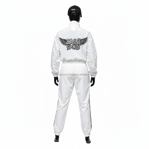 Conjunto de Chaqueta Cortavientos para Mujer, Tejido Suave de Poliéster Blanco con Paneles de Lunares en las Mangas, Logotipo Personalizado Bordado, Chaqueta Cortavientos de Talla Grande - Product Image 2