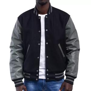 Veste Varsity Bleu Royal avec Manches Blanches Fermeture à Bouton Pression Corps en Laine Bomber de Baseball CollegeBaseballjacket pour hommes - Product Image 4