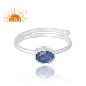 Anillo de piedras preciosas de cianita Natural de Plata de Ley 925, joyería personalizada para mujer, regalo para ella - Product Image 3