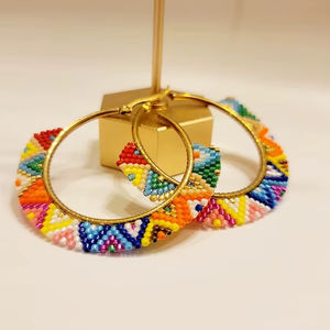 Modernos Pendientes de Cuentas de Vidrio y Resina con Diseño Turquesa y Flecos en Cascada, Joyería Única de MS Handicraft - Product Image 1