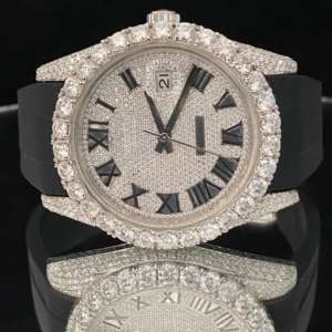 Elegante Reloj Deportivo Mecánico Unisex con Diamantes Moissanite VVS, Correa de Acero Inoxidable, Esfera de Cristal y Pantalla Analógica - Product Image 2