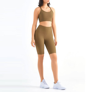 Conjuntos de pantalones cortos de Yoga para gimnasio con estilo multifunción para mujer, conjunto de sujetador y pantalones cortos de Yoga transpirables de secado rápido para mujer, servicio OEM - Product Image 1