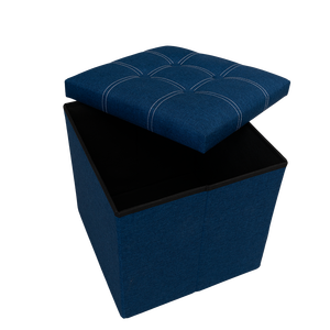 Hua Cheng Pouf de Rangement Pliable en Tissu Bleu, Mobilier de Salon Moderne, Repose-Pieds, Siège Supplémentaire, Boîte de Rangement - Product Image 3