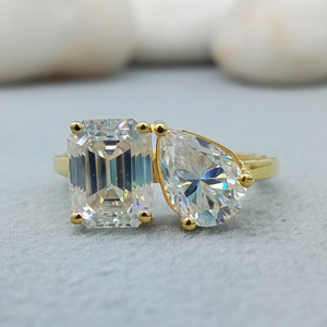 Solid Fine Jewelry 2.5 CT White Diamond Engagement Wedding Set Ring Sterling Silver GIA Certified Emerald Cut Parties Gifts - Product Image 1