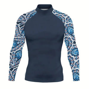 เสื้อรัดรูปสำหรับเล่นยิมของผู้ชายสำหรับผู้ใหญ่เสื้อรัดรูปคอกลมระบายอากาศโพลีเอสเตอร์พิมพ์ซับลิเมชัน - Product Image 1
