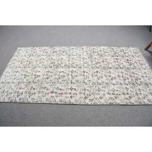 พรมตุรกีขนาด 4.1x7.5 ฟุต พรมวินเทจ พรมขนสัตว์ลายดอกไม้สีขาว - Product Image 4