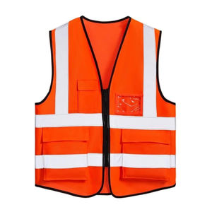 Vente de gros Gilet de sécurité de construction personnalisé avec poches réfléchissantes pour hommes, vêtements de travail en polyester, dernière arrivée - Product Image 4