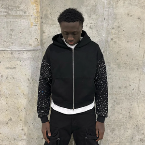 Wholesale Winter <b>Cute</b> Rhinestones Men's Long Sleeve 100% Cotton Pullover <b>Hoodie</b> Fashionable - Product Image 3