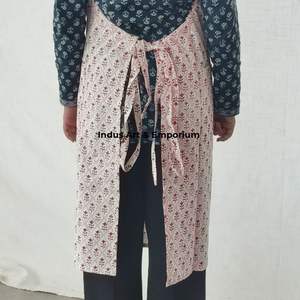 Hand block printed Cotton Linen <b>Kitchen</b> <b>Apron</b> High Quality 100% Linen Long <b>Apron</b> for Cooking - Product Image 5